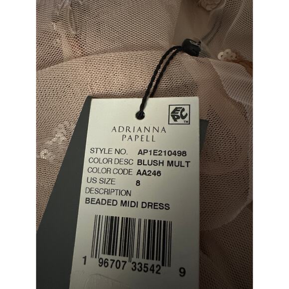 Adrianna Papell Beaded Flutter-Sleeve Tie-Waist Midi Dress Size US 8 - Picture 7 of 12